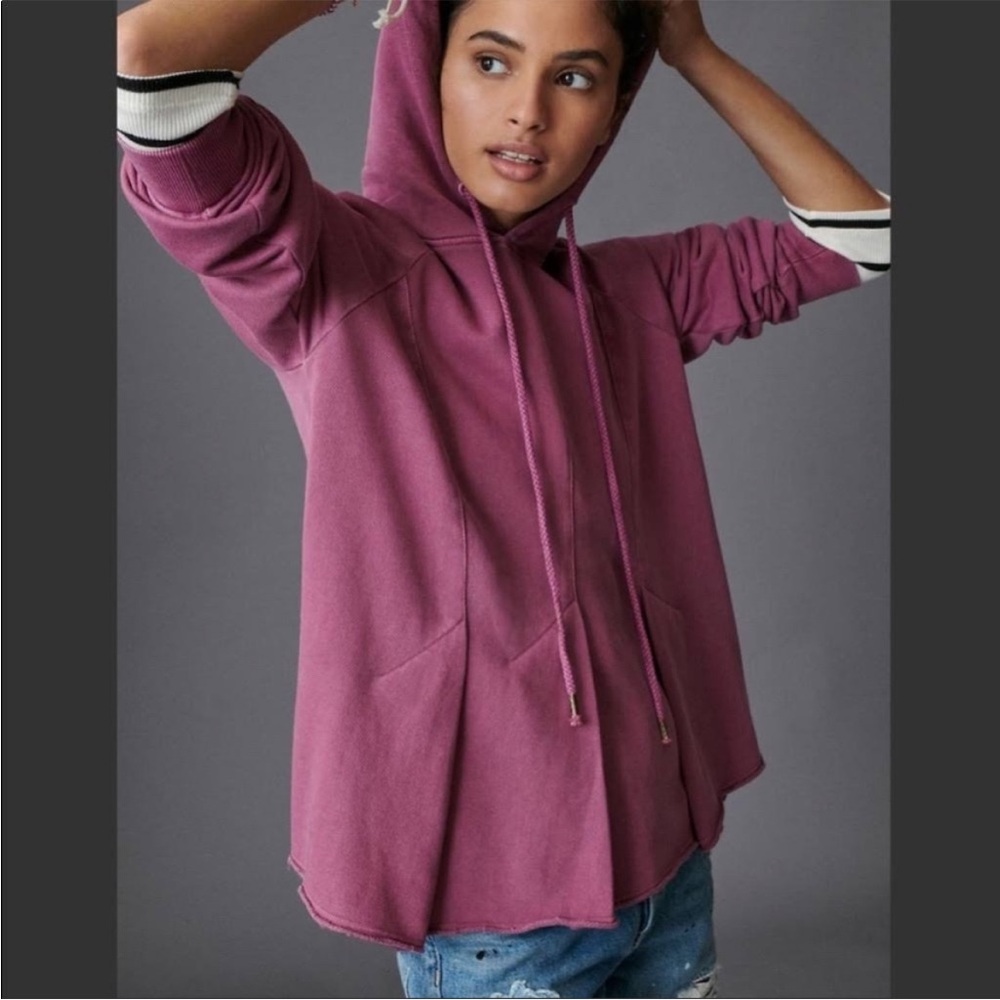 Pilcro and the Letterpress Pleated Hoodie Berry